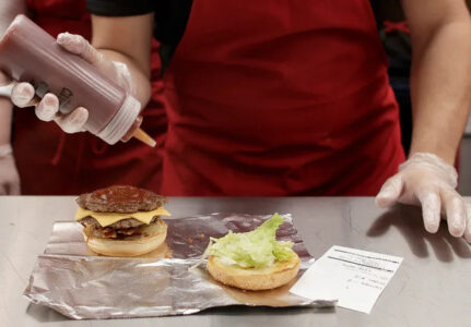 Preparing a Five Guys burger